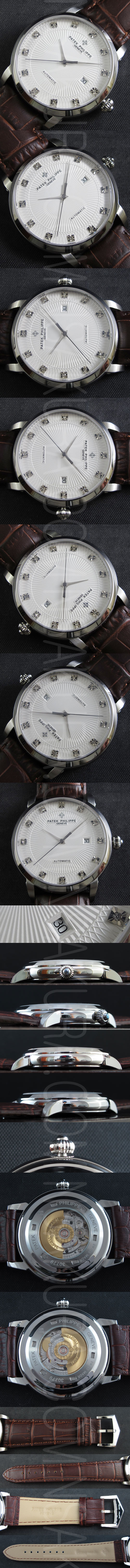 安心サービス パテック フィリップコピー時計 カラトラバ Asian ETA 搭載 ホワイト文字盤  カレンダー  革バンド 