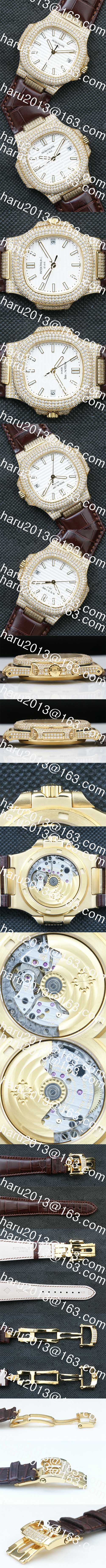 最高級 PATEK PHILIPPEコピー時計 ノーチラス, Cal.324SCカスタム ムーブメント搭載！全面ダイヤ 革バンド