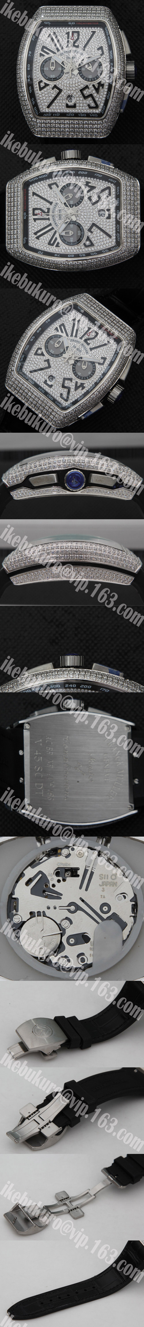 芸能人愛用 フランクミュラー FRANCK MULLER レプリカ時計カサブランカ クォーツムーブメント搭載 生活防水 シルバー クロノグラフ 