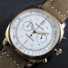 動作良好 PANERAI コピー時計 Quartz movement搭載 インダイヤル表示 ホワイト文字盤 革バンド