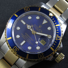 品質良好 ROLEX サブマリーナコピー時計 Asian 21600振動  AUTOMATIC ブルー文字盤  カレンダー  