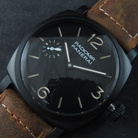 優良配送 PANERAI ラジオミール PAM532 Asian 21600振動 ムーブメント (手巻き) スーパールミナンス ブラック