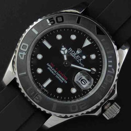 【送料無料(全国一律)】ヨットマスター時計，Asain 21600 振動 ムーブメント搭載！自動巻き ブラックダイヤル 夜光