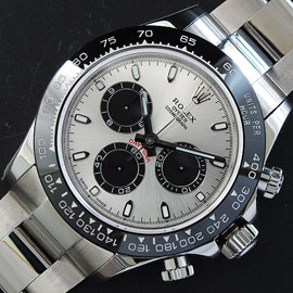 多機能腕時計 ロレックス デイトナコピー時計 Asian7750搭載 28800振動 シルバー クロノグラフ 夜光