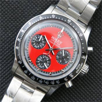 販促活動中 ロレックス ROLEX デイトナ クォーツムーブメント搭載 クロノグラフ 赤色文字盤 3連ジュビリー