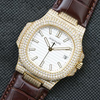 最高級 PATEK PHILIPPEコピー時計 ノーチラス, Cal.324SCカスタム ムーブメント搭載！全面ダイヤ 革バンド